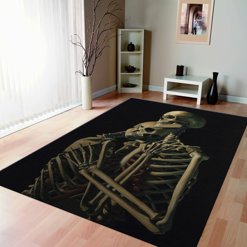 Non-Woven Thin Type Printed Rug Featuring an Intricate Geometric Pattern Suitable for High Traffic Areas in Homes and Offices