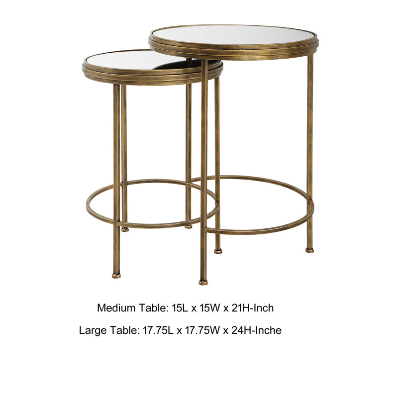 Westwood Mirrored Glass Top End Table Set