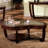 50.6" W Transitional Coffee Table, Dark Cherry