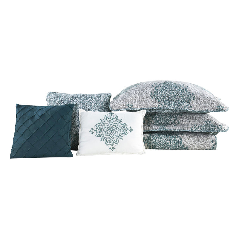 Ensemble de courtepointe en microfibre 6 pièces Chelsea, Couvre-lit très grand / 5 pièces supplémentaire, Cobalt