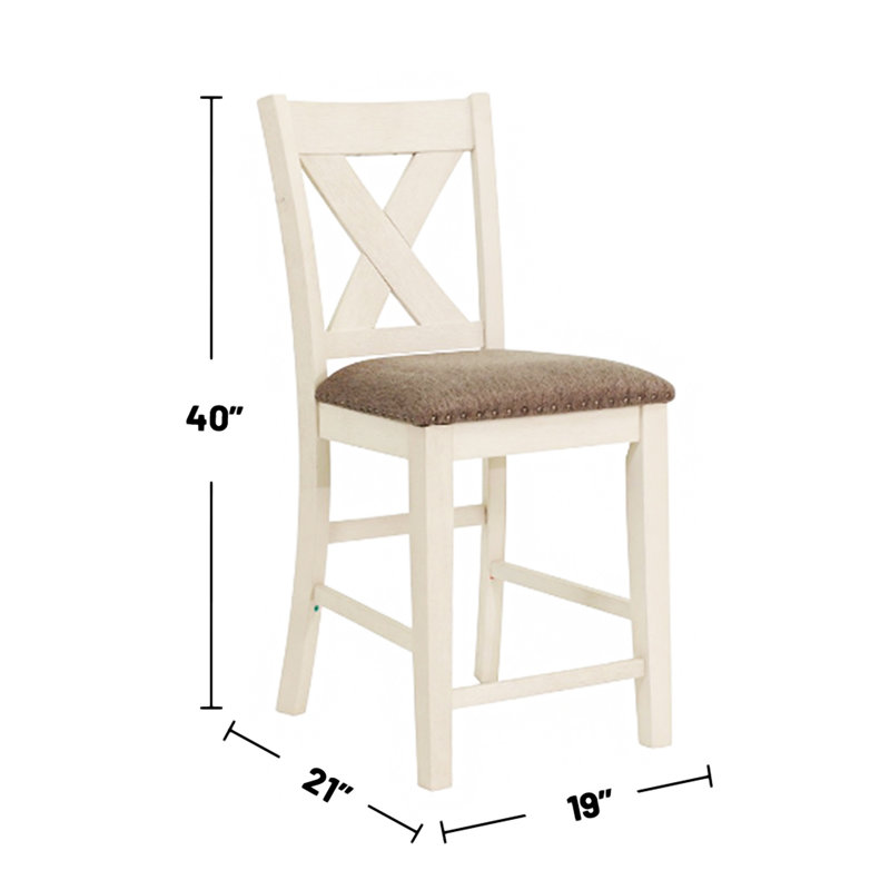 Ensemble de 2 chaises de comptoir avec dossier en X, blanc et gris, chaise de salle à manger, chaise de salle à manger, chaise de cuisine