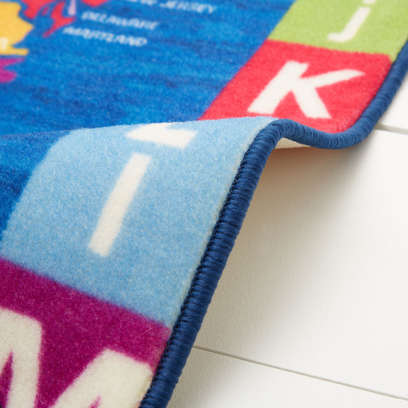 Graphic/Print Blue Area Rug, Rectangle 6'6" x 9'5"