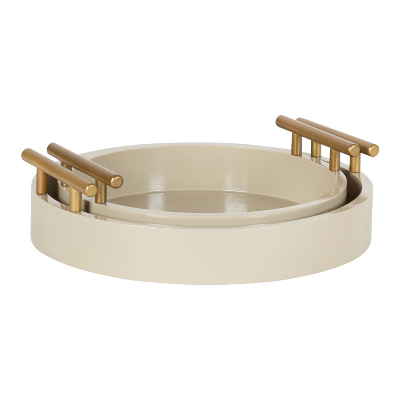 Norvan Tray - Set of 2, Light Brown/Gold