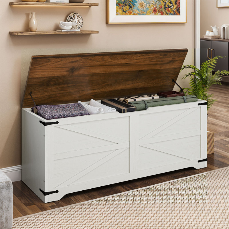 Banc de coffre multifonctionnel et coffre de rangement pour la maison, Blanc