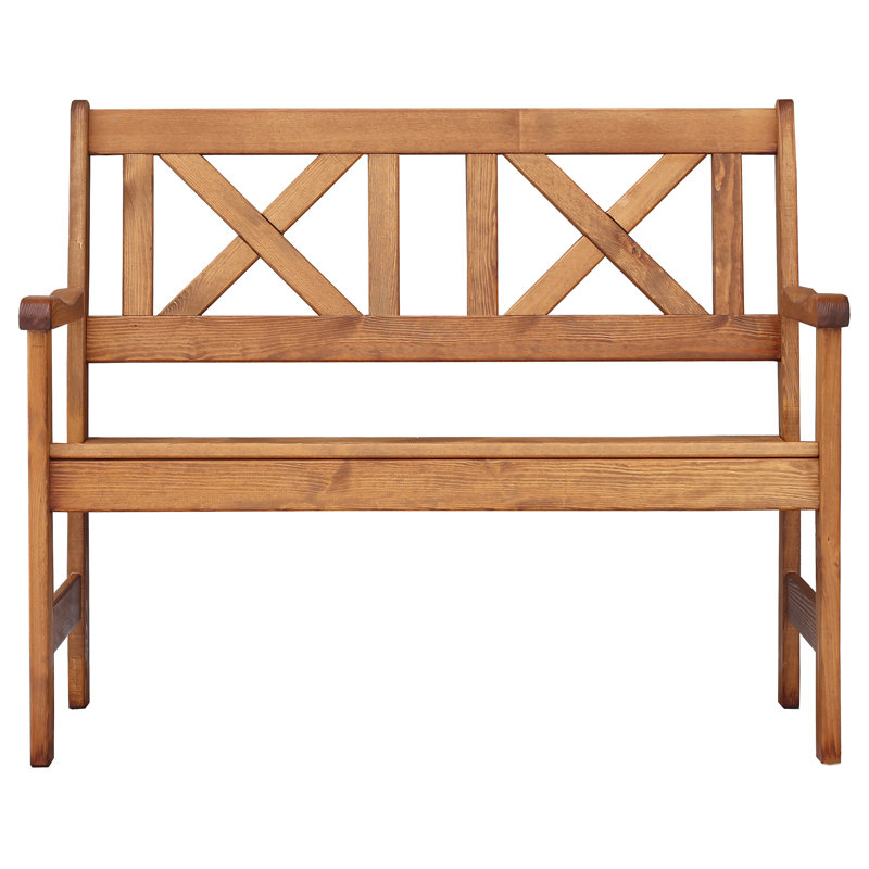Bradon Solid Wood Pine Outdoor Bench, 88cm H x 107cm W x 61cm D, Honey