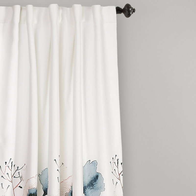 Room Darkening Curtain Pair, Blue/Coral, 132cm W x 241cm L