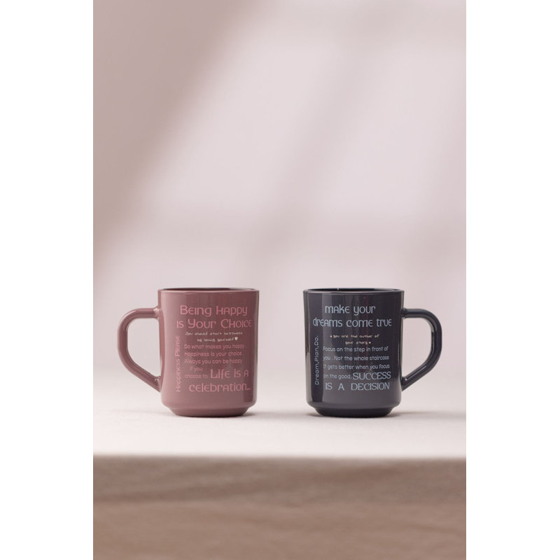 Ensemble de grandes tasses 100% verre de qualité supérieure (2 pièces), couleur fumée et damson, 2,5 x 2,5 x 3,5 pouces | Capacité de 8,3 oz liq. Chacune | Idéal pour le café, le thé et les boissons chaudes | Lavage à la main recommandé pour la durabilité et le style