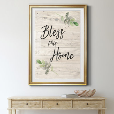 Bless This Home - Matted and Framed Under Acrylic Glass, Large Living Room Wall Art