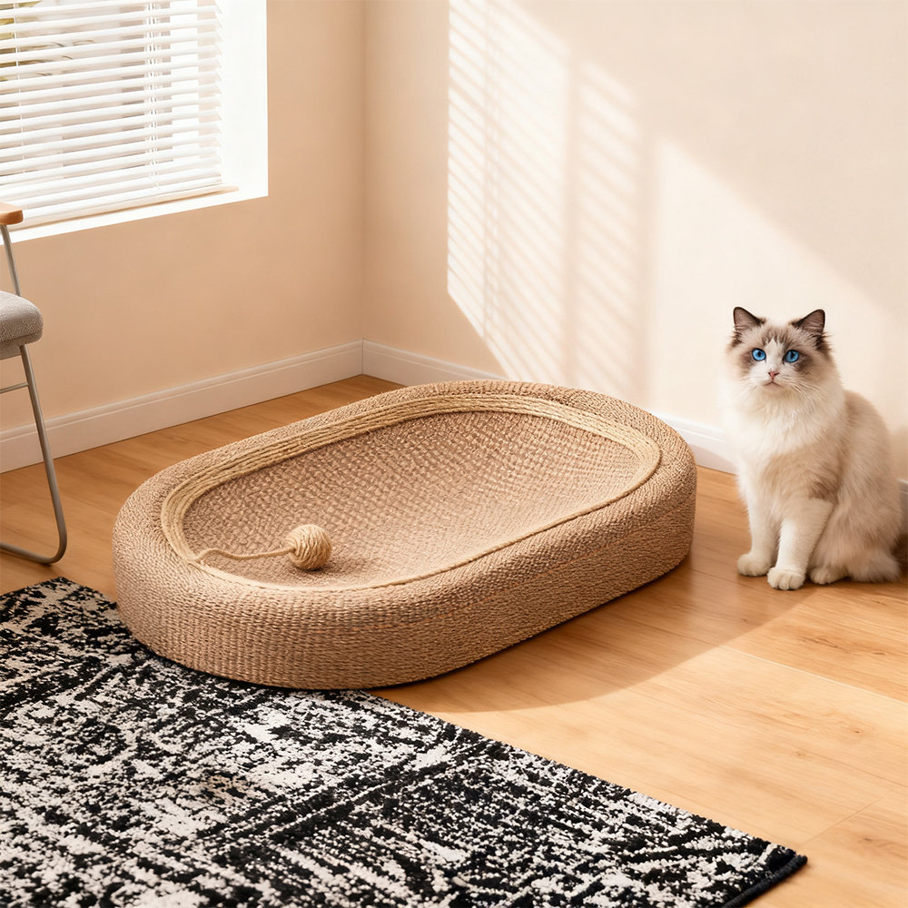 2 In 1 Oval Cat Scratcher & Bed