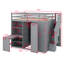 Lit mezzanine avec garde-robe, bureau et tablettes-1076254575