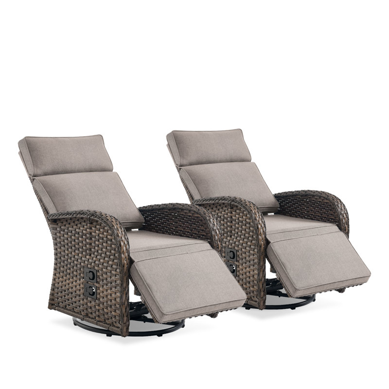 Chaise longue inclinable et réglable en osier Serita, Beige, Brun