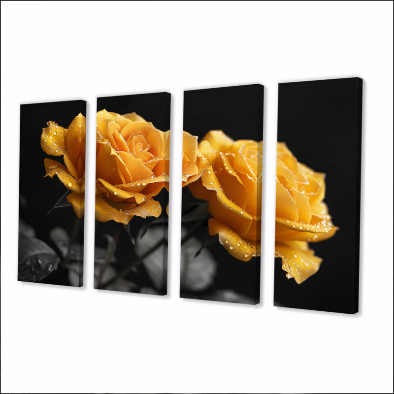 Ensemble de salon monochromes roses et jaunes Bloom II - Roses, H 32 po x l 64 po