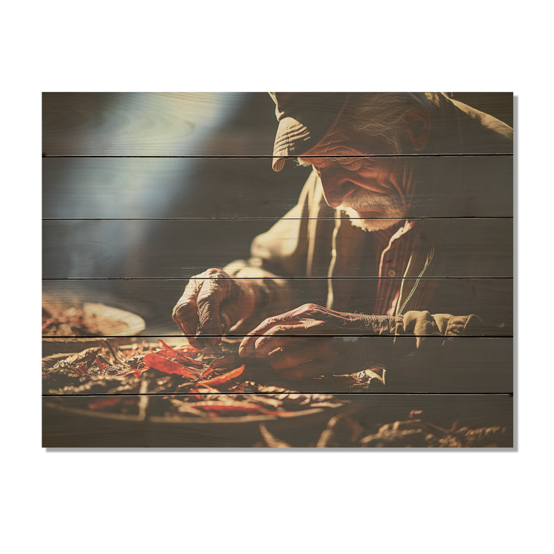 Cuba Cigar Craftsmanship Expression I - Cuba Landscape Wood Wall Art On Natural Pine Wood, 10" H x 20" W