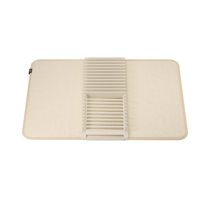 Foldable Linen Plastic Dish Drying Rack with Utensil Cup
