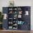 Multifunctional Left-Right Hall Cabinet with Storage & 4 Hooks, 2-in-1 Hall Tree for Living Room, Kitchen & Hallway, antique blue-759790914