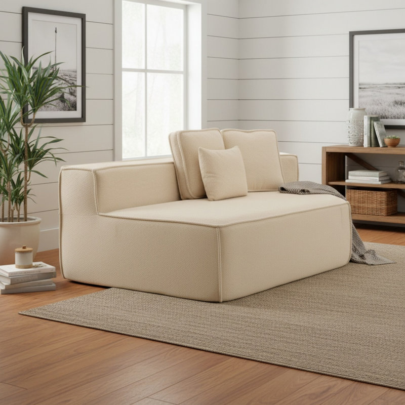 Fauteuil simple beige en molleton Teddy, Beige