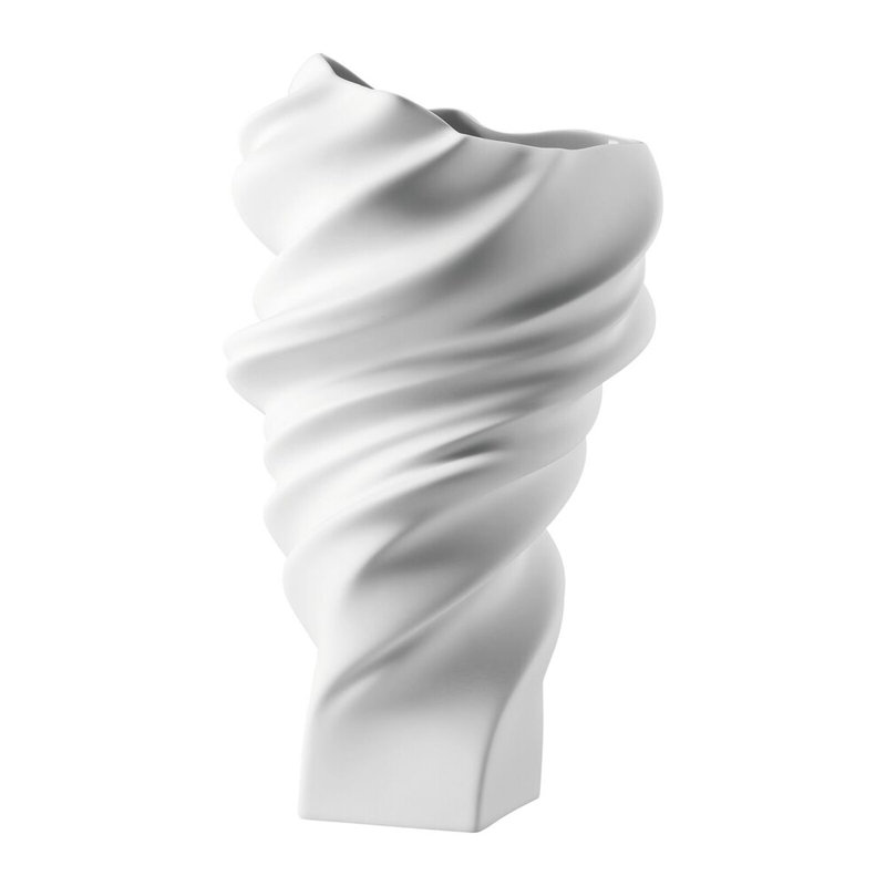 Squall Porcelain China Table Vase, 9" H x 6" W x 5.5" D, White Matte