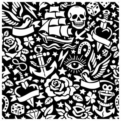 Nautical Tattoo Motifs Quilted Bedspread All Sizes