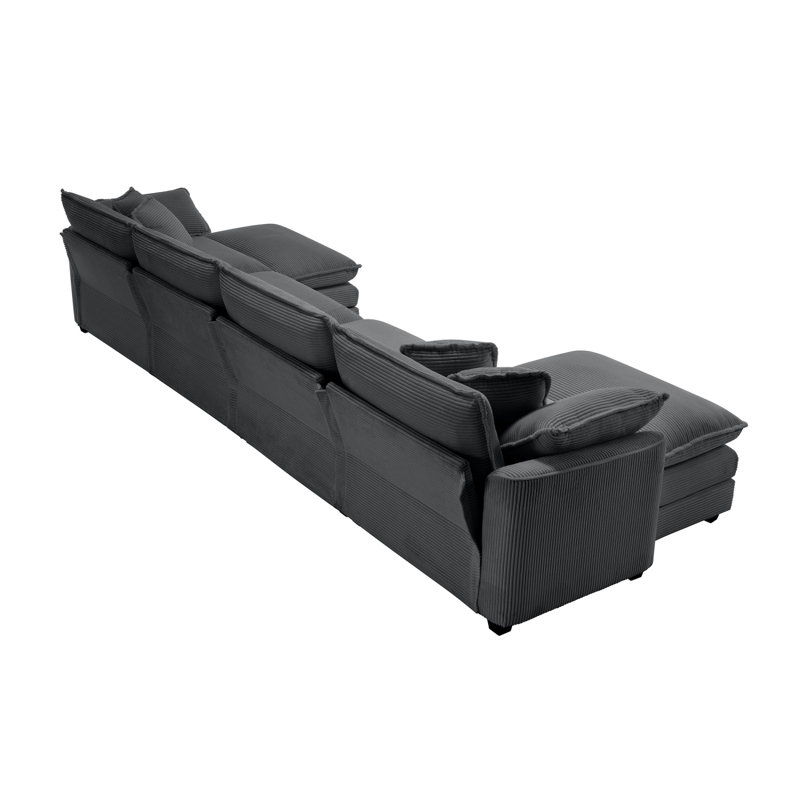 Canapé en velours côtelé, H 33,85 po x l 149,6 po x P 57,08 po incorrect, 4, Gris incorrect