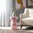 Modern Round Side Table with Artistic Glass Base - Narrow Living Room End Table with Sculptural Design for Stylish Homes - 18", Pink