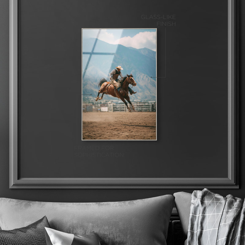 Bronc Rider Print by Oliver Gal, 31" H x 21" W, Silver Floater Frame
