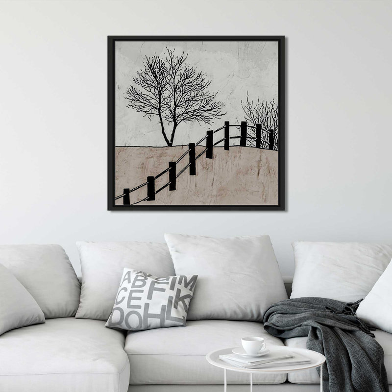 «Over The Fence» par Ynon Mabat - reproduction d'art graphique sur toile, H 31,5 po x l 31,5 po x P 2 po, Cadre flottant noir