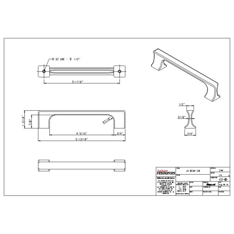 Sullivan Bar Pull, Brushed Pewter, 7 9/16"