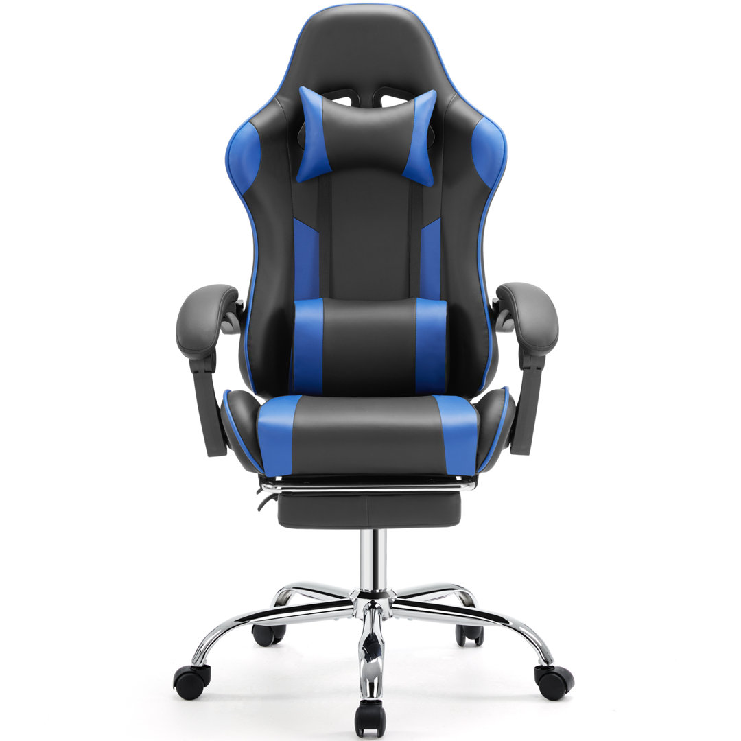 Ergonomic Adjustable Reclining Gaming Chair, High Back Office Chair with Lumbar Support, Headrest and Footrest Inbox Zero Upholstery 