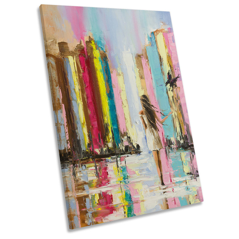 X7930 Urban City Life Woman - Wrapped Canvas Painting, 45.7cm H x 30.5cm W x 2cm D