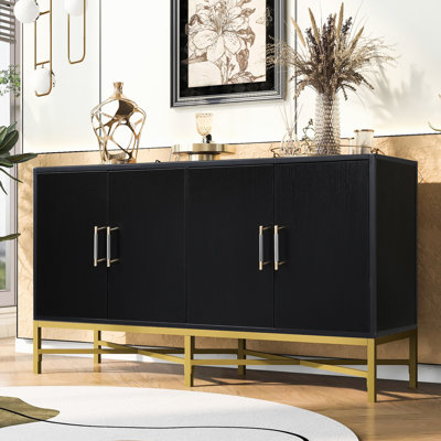 Sideboard With Metal Frame, Modern Luxury Aesthetic, Ample Storage, Easy Assembly Required Living Room Four-door Sideboard, Look, Abundant