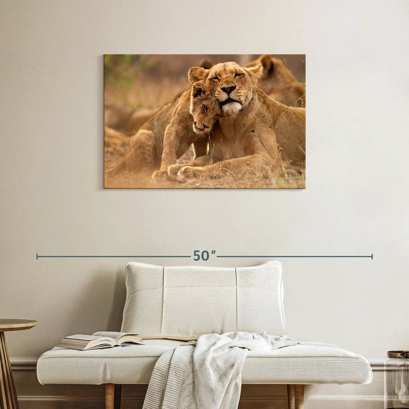 Lioness And Cub, 24" H x 36" W