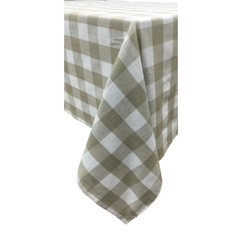 Knopp Plaid 100% Cotton Tablecloth, Taupe, 60" W Round