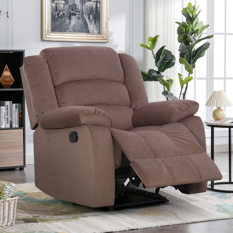 Jerneshia 38'' Wide Modern Overstuffed and Soft Manual Recliner, Brown