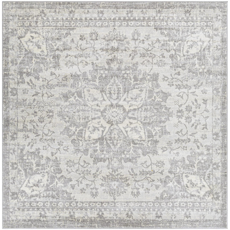 Machine Woven Oriental Area Rug, Square 6'7"