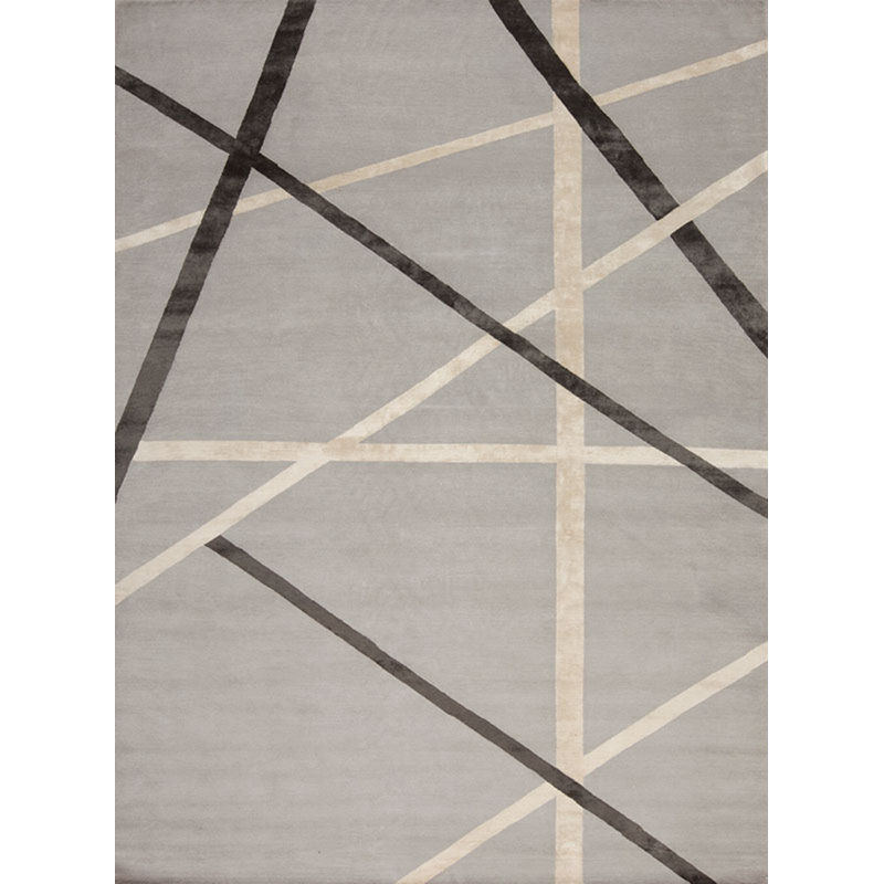 Vaheed Ta-3 Hand Knotted Area Rug in Channel Medium Gray/Ivory/Black