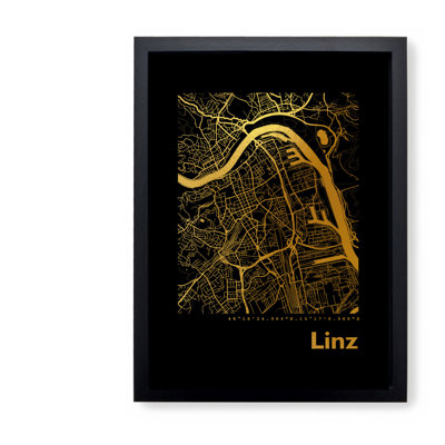 Linz Map - Single Picture Frame Print