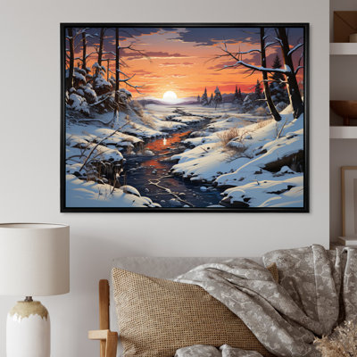 Paysage d'hiver rivière - impressions d'art mural