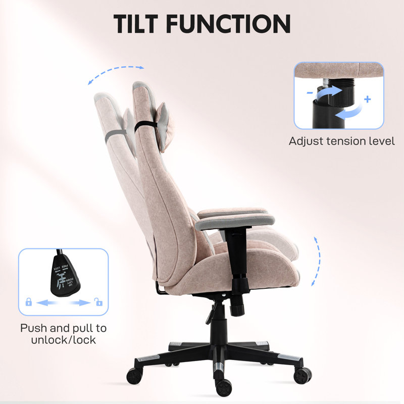 Velvet Gaming Chair with Headrest