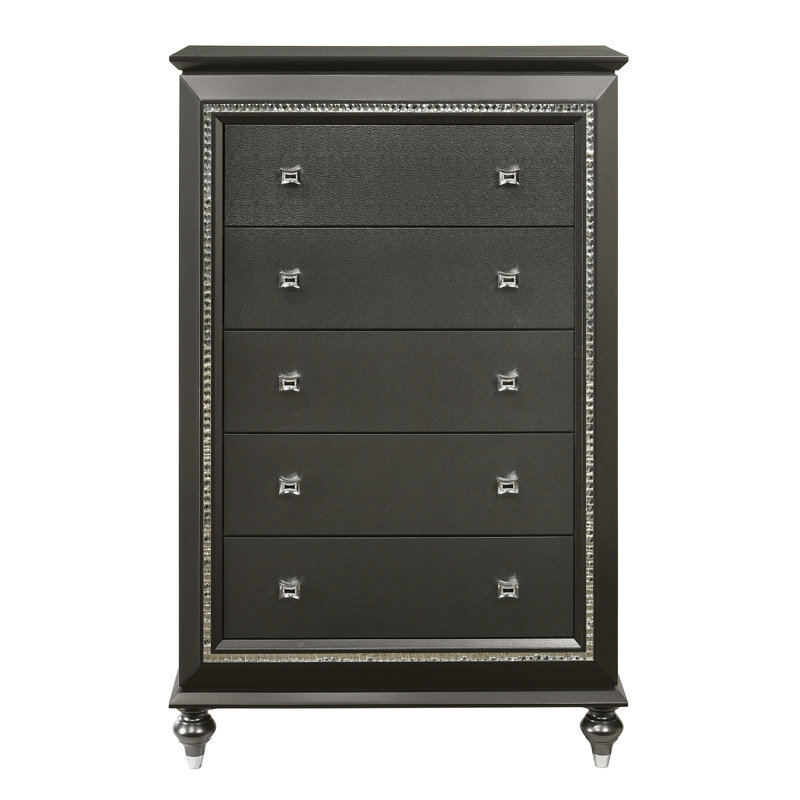 Commode 5 tiroirs Kamaiyah, Gris métallique