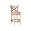 Chaise de comptoir pivotante Mia, dossier croisé en métal noir, brun chêne brun