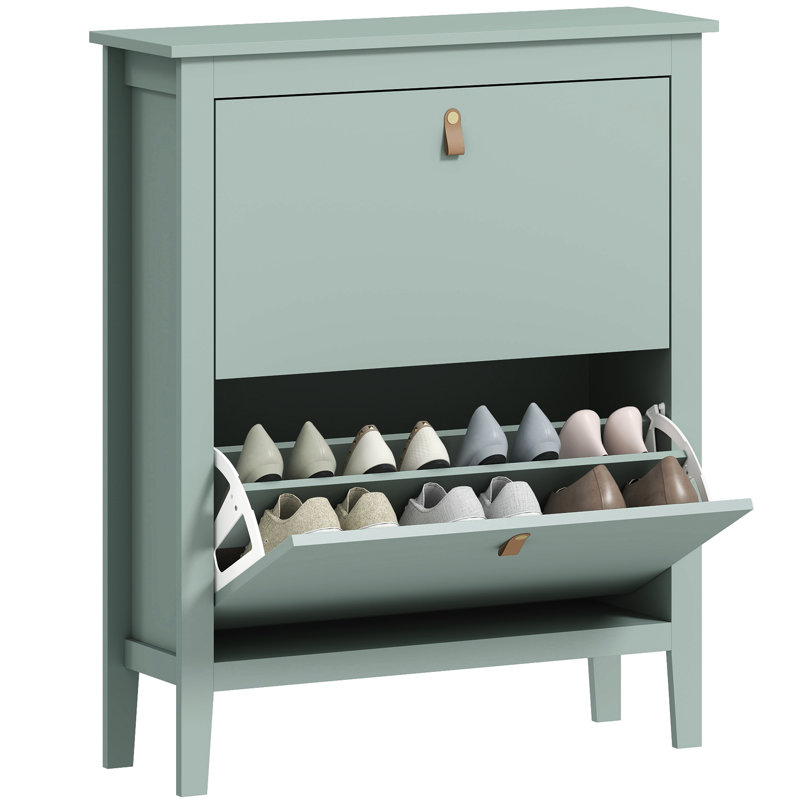 14 Pair Shoe Storage Cabinet, Green
