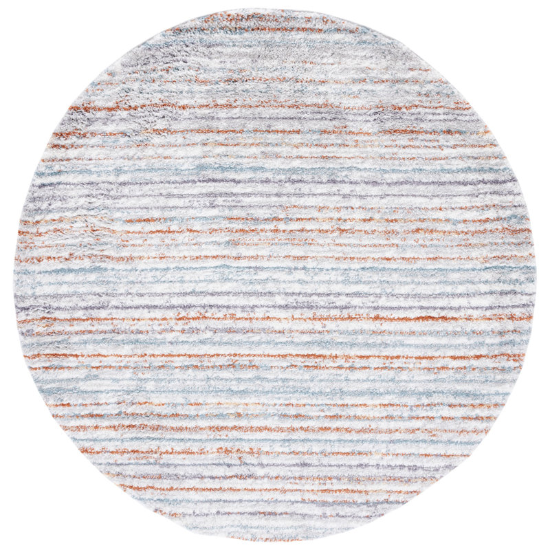 Berber Shag Performance Striped Rug, Round 7'