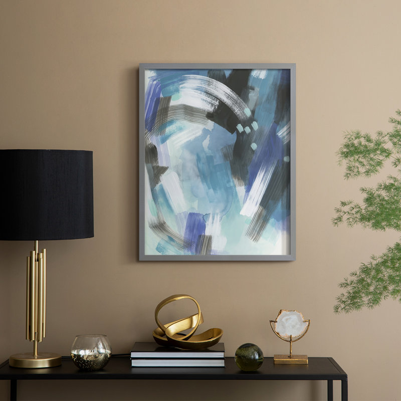 Aquatic Crosshatch I, reproduction encadrée - bois massif, H 21 po x l 17 po, Gris