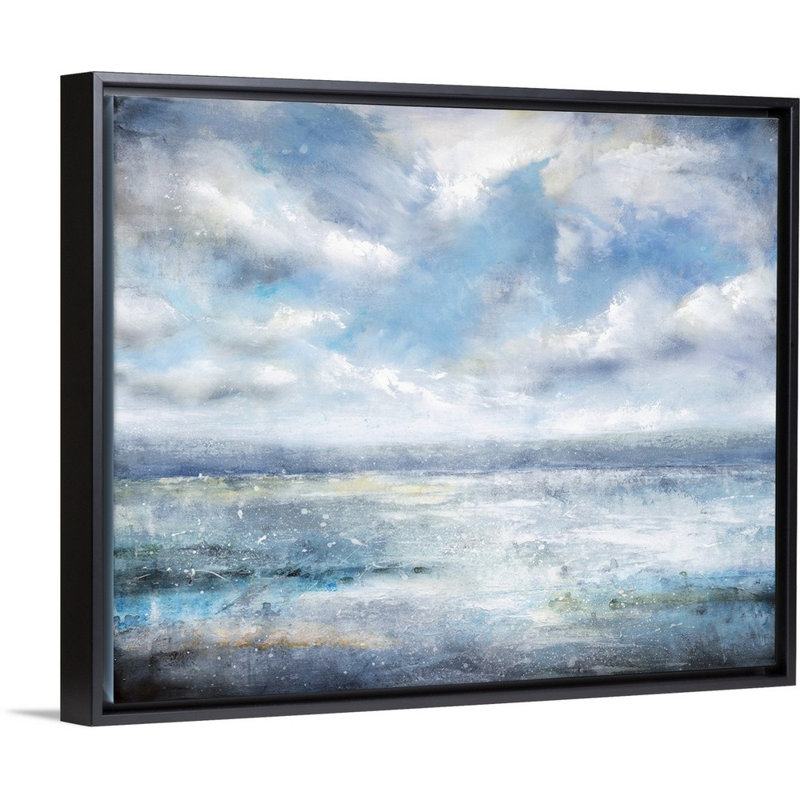 « inversive escape », peinture sur toile, H 25,7 po x l 31,7 po x P 1,75 po, Cadre flottant noir