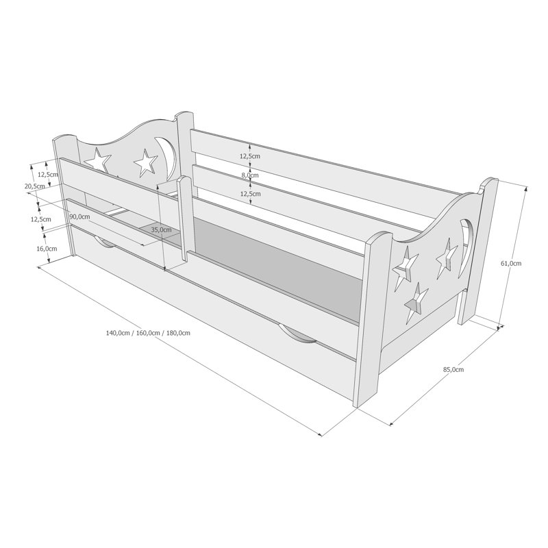 Blackburn Cabin Bed with Storage Included, European Toddler (80 x 160cm), White