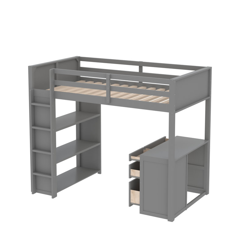 Lit mezzanine simple pour enfants Michale, gris