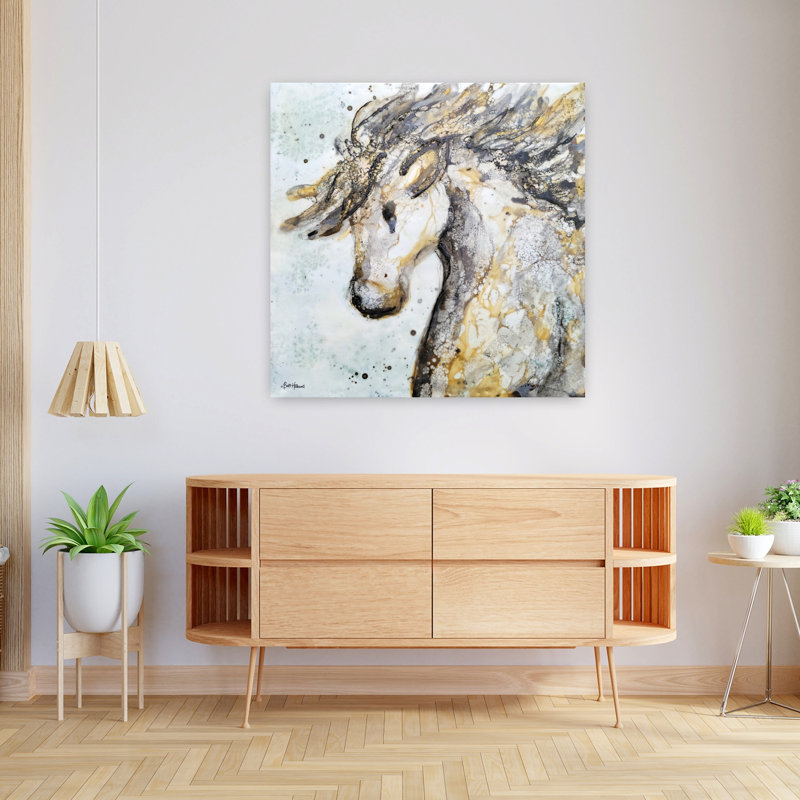 Art contemporain de cheval, H 36 po x l 36 po