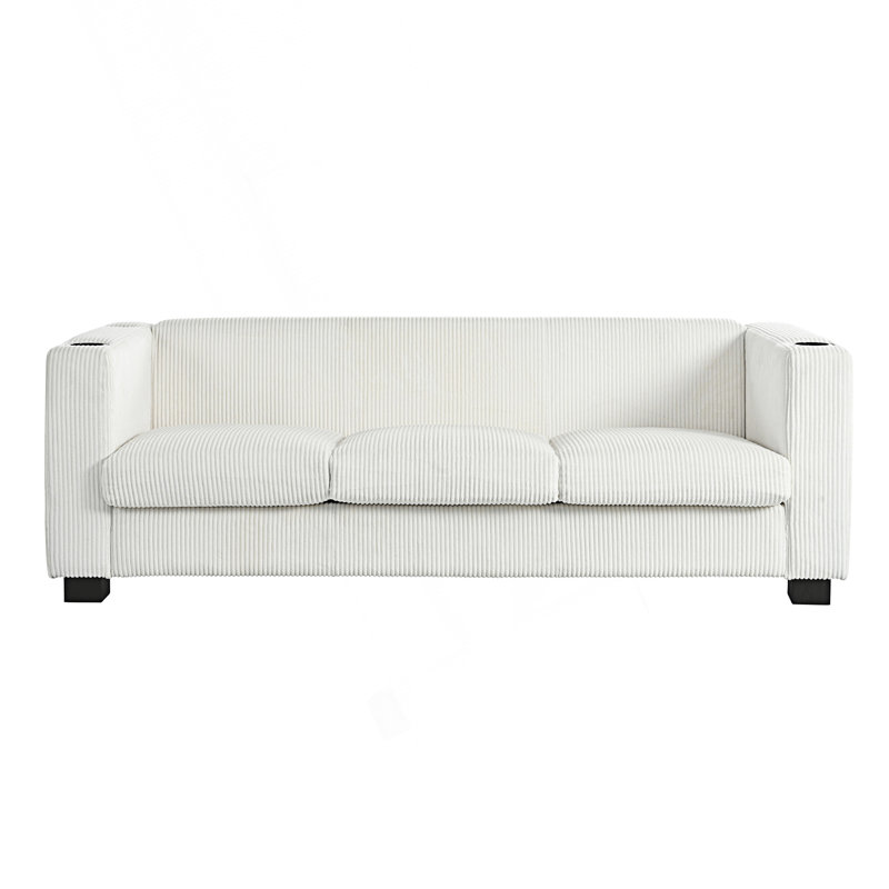 Contemporary Design 3 Seater Sofa With 2 Usb Ports And Two Cup Holders, Beige