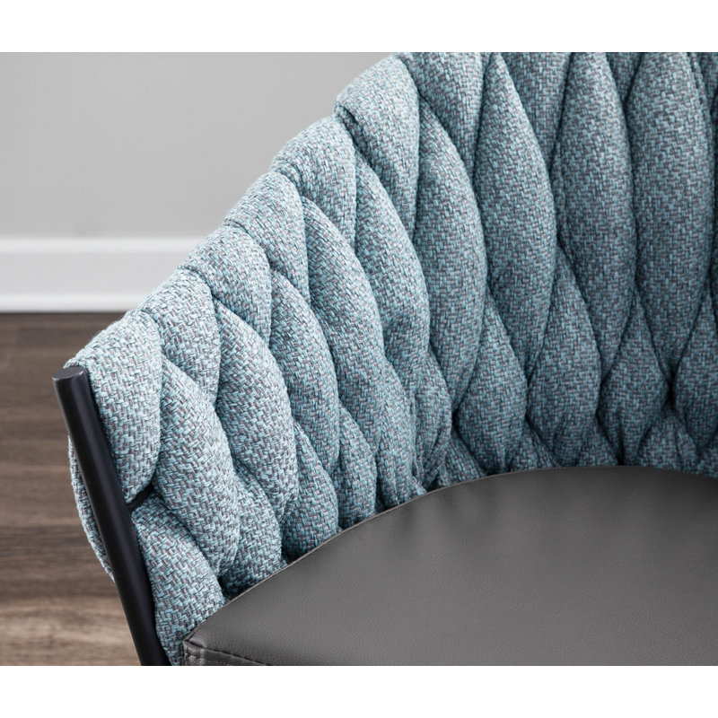 Chaise avec accoudoirs tressée Maddison, Bleu