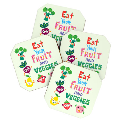 Wood 4 Piece Coaster Set